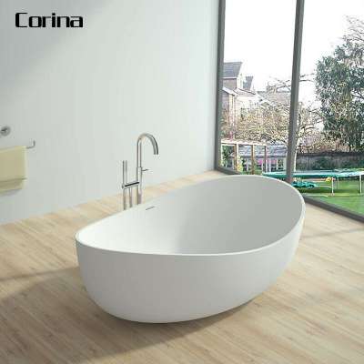 New design artificial stone oval acrylic solid surface bathtub custom size whirlpool bathtub