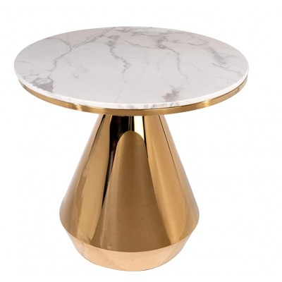 NEW design restaurant furniture vintage cheap marble table  top and metal Golden brushed dining table