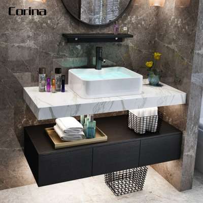 Corina acrylic solid surface Bathroom Toilet wall-mount Wash Basin with Cabinet