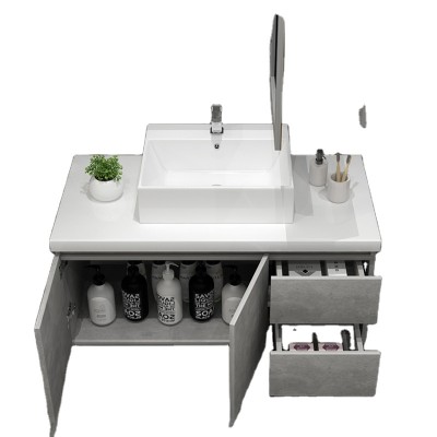 European marble solid surface Vanity Combo mirror wash basin Bathroom cabinet