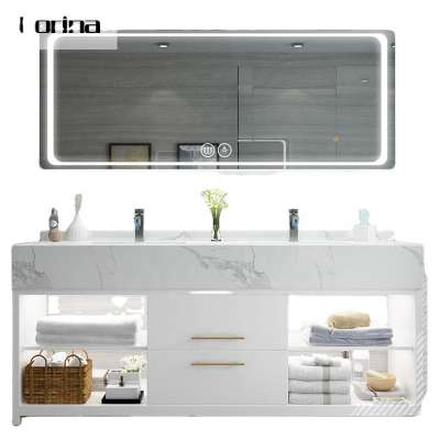 toilets beauty marble solid surface Vanity Combo mirror wash basin Bathroom cabinet