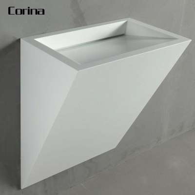 Commercial decoration sanitary ware artificial stone pedestal sinks wall mount bathroom sink