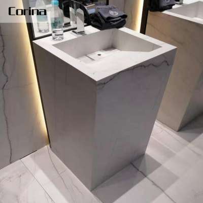 Sanitary Ware modern art marble Rectangular artificial stone Pedestal Wash Basin