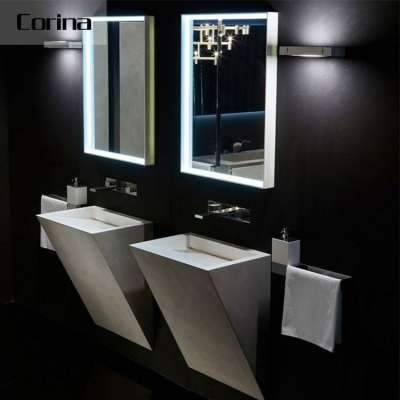 Art design modern man made stone triangle shape wash basin