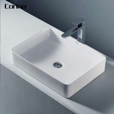 Guangdong factory high-cost-performance Above counter basin single bowl bathroom sink/ white solid surface washbasins