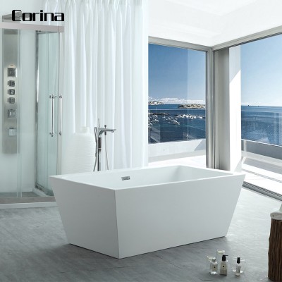 Hot sale matte white solid surface bathtub resin stone freestanding hot tub